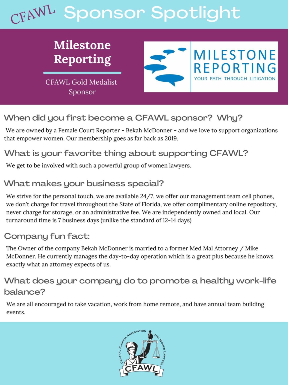 Spotlight: Milestone Reporting | Central Florida Association for Women ...